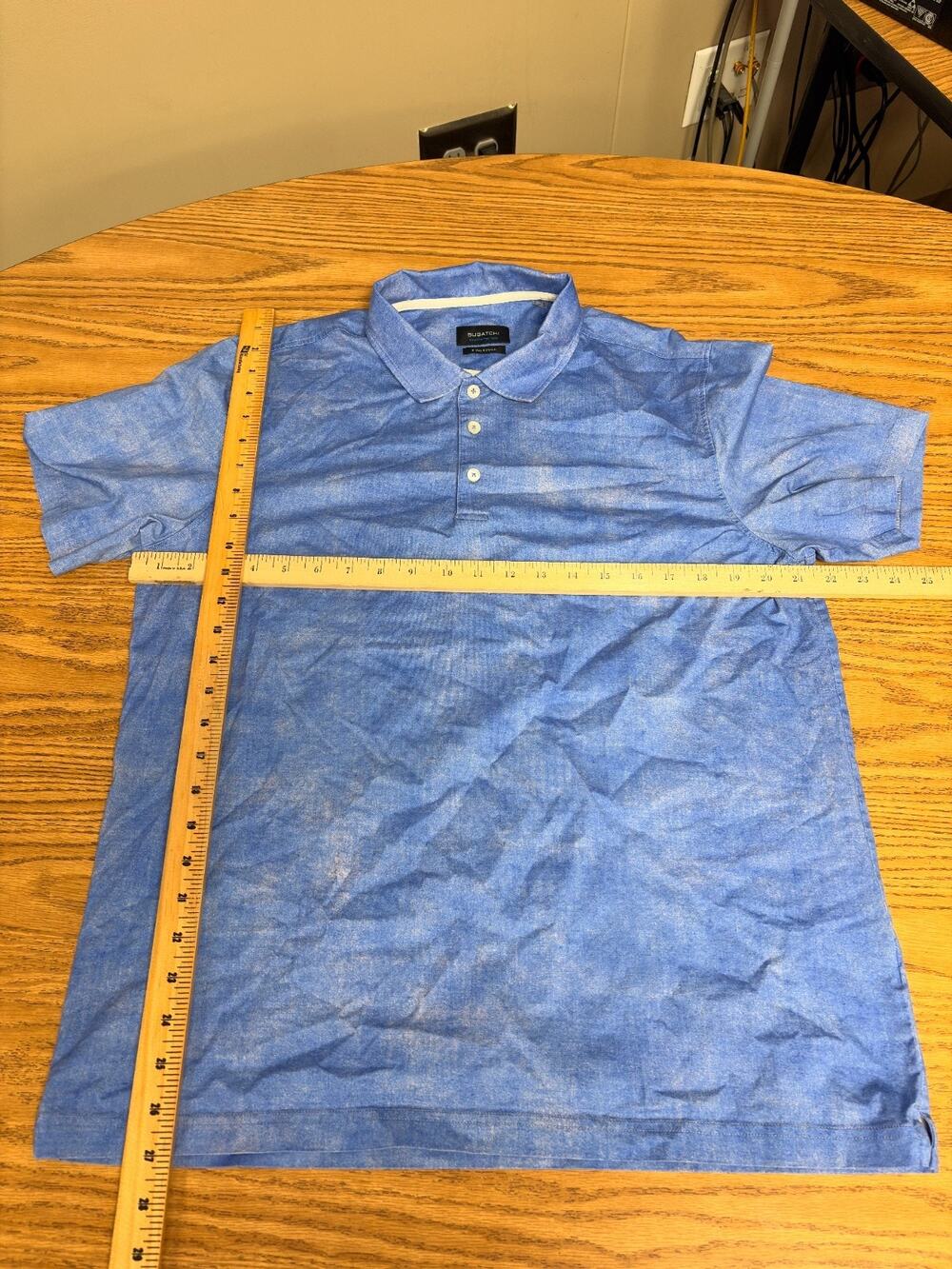 Bugatchi Men’s Large Polo Shirt Blue Short Sleeve Luxury Casual Golf
